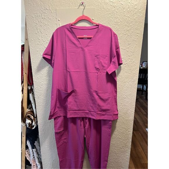 Azalea Pink Scrub Set Woman’s Size XXL NEW Top And Bottoms - Picture 3 of 14